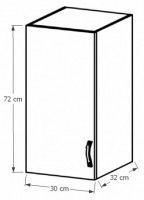 kuchynsk linka PROVANCE skrinka horn G30 L - rozmery, strana: av, farba korpusu: biela / dvierka: sosna Andersen, ilustran obrzok