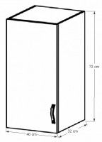 kuchynsk linka PROVANCE skrinka horn G40 L - rozmery, strana: av, farba korpusu: biela / dvierka: sosna Andersen, ilustran obrzok
