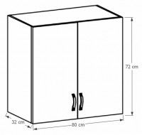 kuchynsk linka PROVANCE skrinka horn G80 - rozmery, farba korpusu: biela / dvierka: sosna Andersen, ilustran obrzok 