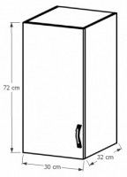 kuchynsk linka SICILIA skrinka horn G30  - rozmery, strana: av, ilustran obrzok