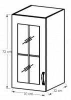 kuchynsk linka SICILIA skrinka horn G30S  - rozmery, strana: av, ilustran obrzok