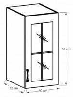  kuchynsk linka SICILIA skrinka horn G40S P - rozmery strana: Prav, rozmery, ilustran obrzok