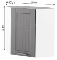 kuchynsk linka JULIA typ 10 skrinka horn rohov 1DV - rozmery, farba: korpus biela / dvierka tmavosiv, ilustran obrzok
