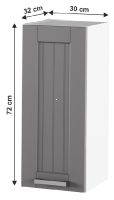 kuchynsk linka JULIA typ 2 skrinka horn 1DV/30 - rozmery, farba: korpus biela / dvierka tmavosiv, ilustran obrzok