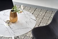 farba:  biela - mramorový efekt/kov s povrchovou úpravou - biela, jedálenský stôl DENVER - ilustračný obrázok