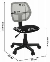 poah: sieovina ierna/sieovina siv, Kancelrska stolika MESH, rozmery - ilustran obrzok