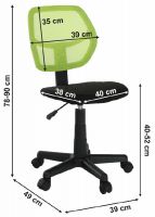 poah: sieovina ierna/sieovina zelen, Kancelrska stolika MESH, rozmery - ilustran obrzok