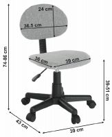 Kancelrska stolika SALIM NEW - rozmery, poah: ltka siv/plast-ierna, ilustran obrzok
