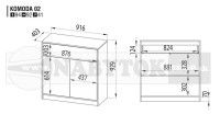 Komoda 02, rozmery - perokresba