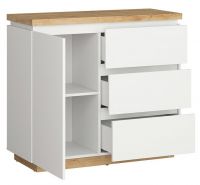 Komoda ERLA KOM1D3S-BI/DMV/BIP - vntro, farba: biela/dub minerwa/biela lesk,  ilustran obrzok