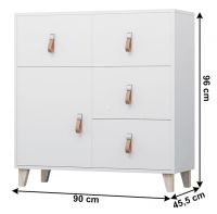 komoda FIERA 4S1D - rozmery, farba: biela