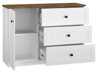 Sektorov nbytok LILLE 08 komoda 1D3S - vntro, farba: MDF biela mat. / dub lefkas + biela,