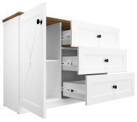 Sektorov nbytok LILLE 08 komoda 1D3S - vntro, farba: MDF biela mat. / dub lefkas + biela