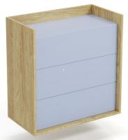 komoda MOBIUS 3S, farba korpusu: hikora prírodná/zásuvky: modrá horizont, ilustračný obrázok