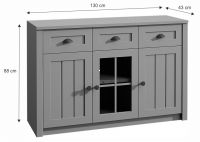 Komoda PROVANCE K3S - rozmery, farba: siv, ilustran obrzok