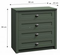 Komoda PROVANCE K4 - rozmery, farba: zelen