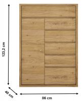 komoda SHELDON TYP 32 - rozmery, farba: dub shetland