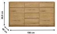 Komoda SHELDON TYP 41 - rozmery, farba: dub shetland
