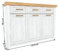 Komoda SUDBURY G - rozmery, farba: dub craft zlat/dub craft biely