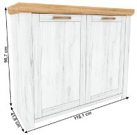 Komoda SUDBURY J - rozmery, farba: dub craft zlat/dub craft biely