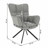 Kreslo KOMODO - rozmery, poah: ltka siv, ilustran obrzok