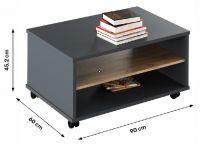 konferenn stolk RIOMA typ 32 - rozmery, farba:  grafit / dub artisan