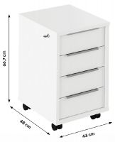 kontajner RIOMA typ 30 - rozmery, farba: biela