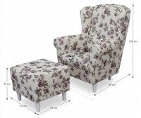 kreslo ASTRID s taburetom - rozmer, poah: rose 18