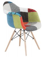 Kreslo TOBO 3 NEW, poah: ltka patchwork - viacfarebn/drevo - buk/kov - chrm, ilustran obrzok