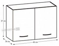 kuchynsk linka CYRA NEW skrinka horn G-60, perokresba - rozmery, ilustran obrzok
