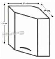 kuchynsk linka CYRA NEW skrinka horn rohov GN-60, perokresba - rozmery, ilustran obrzok
