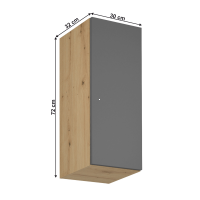 kuchynsk linka LANGEN G30 skrinka horn - rozmery, strana: univerzlna L/P, farba: korpus dub artisan / dierka siv mat, ilustran obrzok