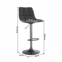 Barová stolička LAHELA, poťah: látka sivá/kov - čierna, rozmery, ilustračný obrázok