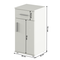  Li03 spodn skrinka 1D1Z - rozmery, farba: biela matn