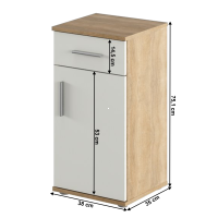  Li03 spodn skrinka 1D1Z - rozmery, farba: dub sonoma / biela matn