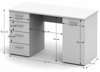 PC stolk EUSTACH - rozmery, farba: biela
