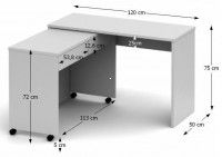 PC stolk VERSAL NEW - rozmery, farba: biela