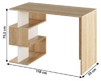 PC stolk ABES - rozmery, farba: dub sonoma/biela, ilustran obrzok