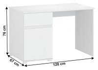PC stolk LINDY 1D1S - rozmery, farba: biely lesk,  ilustran obrzok