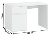 PC stolk LINDY 1D1S - rozmery, farba: biely lesk