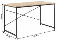 PC stolk MELLORA 150 - rozmery, farba: dub/ierna