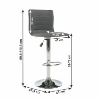 barov stolika PINAR - rozmery, poah: ltka siv/kov - chrm, ilustran obrzok