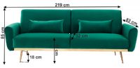 pohovka FASTA - rozmery, po�ah: l�tka smaragdov�, ilustra�n� obr�zok