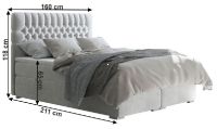 Boxspring FONDA 160 - rozmery, poah: ltka MONO 244 svetlosiv, ilustran obrzok