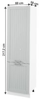 kuchynsk linka JULIA typ 80 skrinka vysok policov 2DV/60 - rozmery, farba: korpus biela / dvierka bledosiv, ilustran obrzok