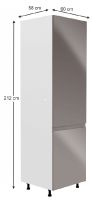 kuchynsk linka AURORA D60 ZL skria na chladniku - rozmery, strana: Prav, farba: korpus biely / dvierka siv lakovan extra vysok lesk HG, ilustran obrzok
