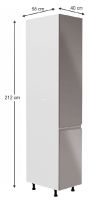 kuchynsk linka AURORA D40SP skria potravinov - rozmery, strana: Prav, farba: korpus biely / dvierka siv lakovan extra vysok lesk HG, ilustran obrzok
