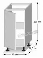 kuchynsk linka LINE D 40 spodn skrinka - rozmery, ilustran obrzok