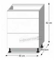 kuchynsk linka LINE D 60 3 ZAS spodn skrinka - rozmery, ilustran obrzok
