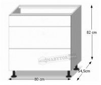 kuchynsk linka LINE D 80 3 ZAS spodn skrinka - rozmery, ilustran obrzok